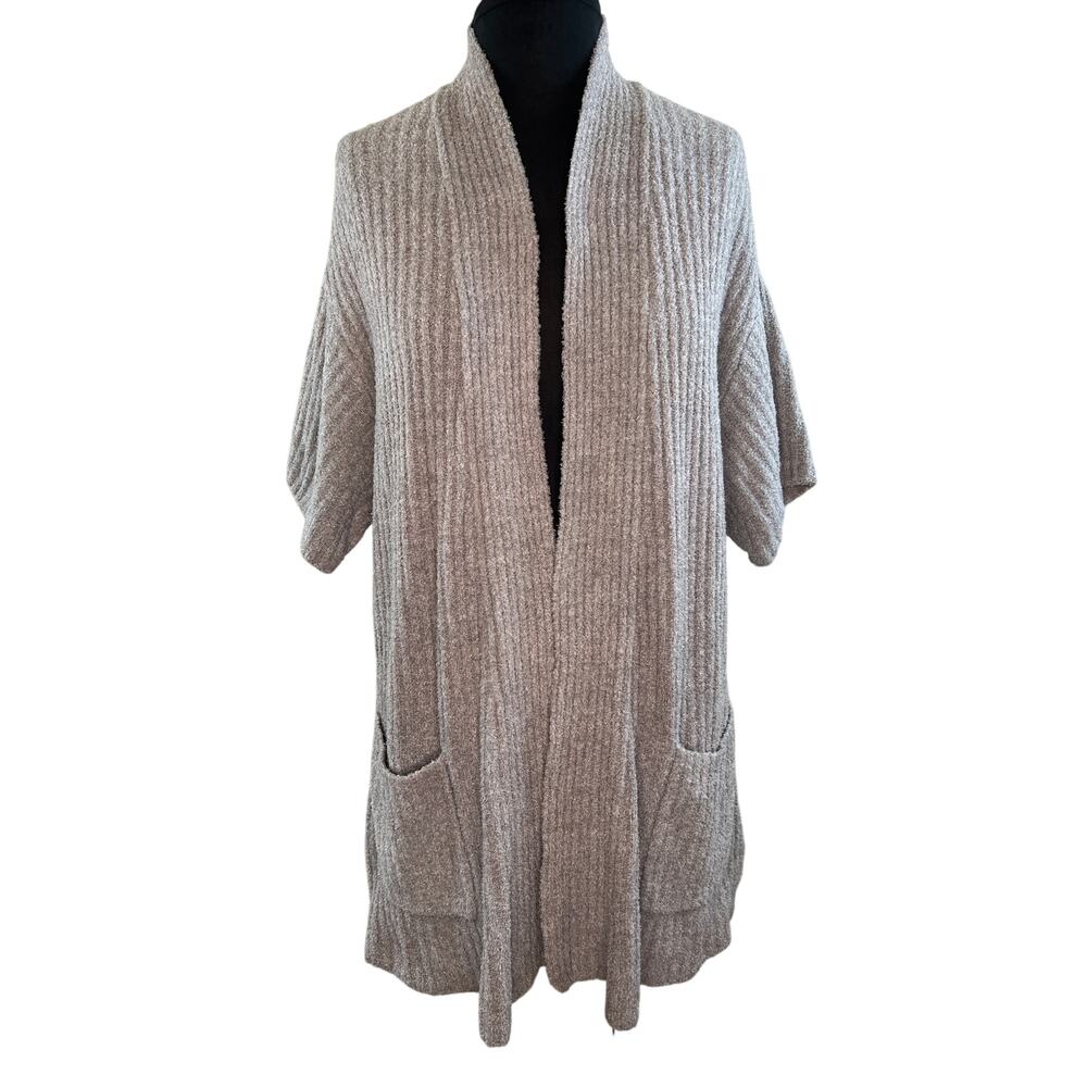 Barefoot Dreams Cozychic Lite Rib Kimono Cardigan Gray Sweater A342880 S Small